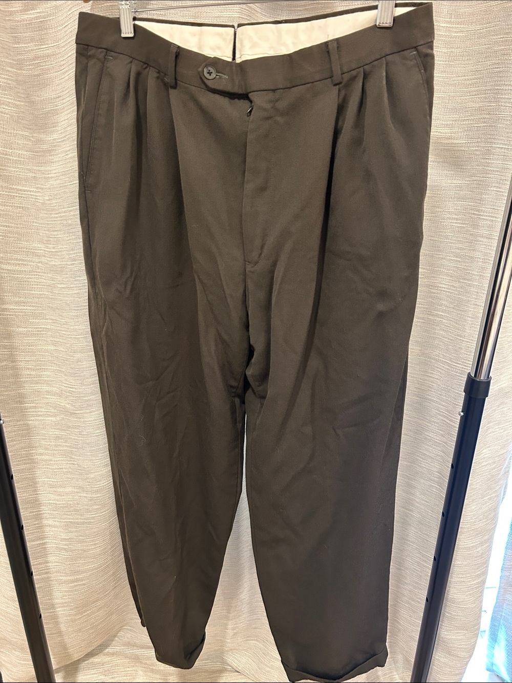 Givenchy Men's Pleated Dress Trousers in Dark Brown